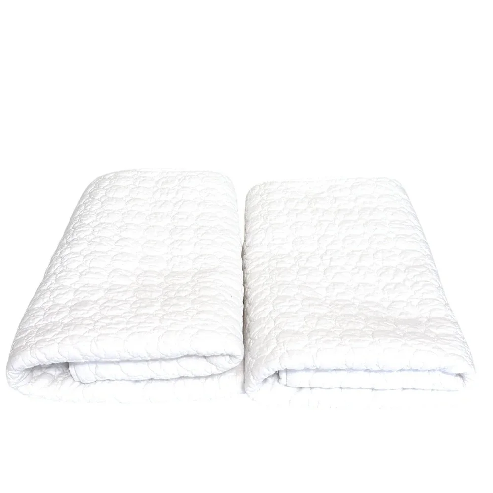 Crate & Barrel Fiona Quilted Euro Sham 26x26 White Cotton Set of 2 Textured